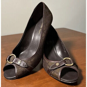 Etienne Aigner Brown Copa Heel Pump Shoe Peep Toe Women’s Size 8 Classic EUC